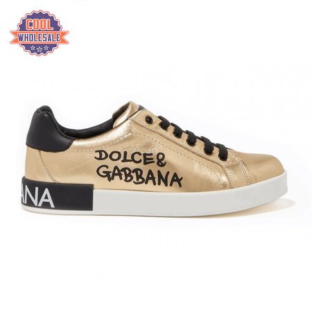 DOLCE AND GABBANA LOGO PRINT POSITANO LEATHER SNEAKERS - DG95