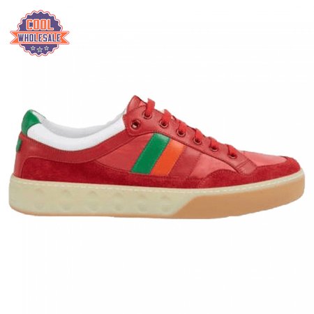 GUCCI MEN'S RED LEATHER AND NYLON SNEAKERS - GC62