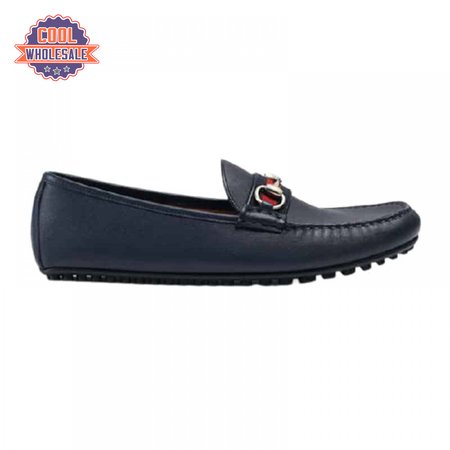 GUCCI LEATHER DRIVER WITH WEB NAVY - LDG006