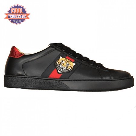 GUCCI TIGER ACE EMBROIDERED SNEAKER BLACK - GC49