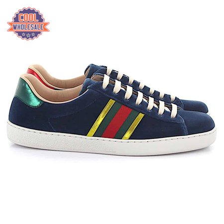 GUCCI ACE SNEAKER VELVET BLUE METALLIC STRIPE - GC40