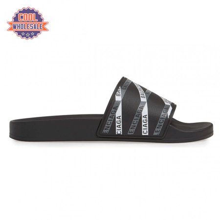 BALENCIAGA RUBBER LOGO POOL SLIDE SANDALS - BBS9